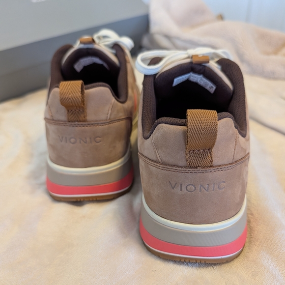 Vionic Women's Rechelle Sneakers Toffee Orange Accent Casual Minimalist Orthotic - Picture 6 of 9